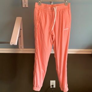 Adidas Pink swoosh joggers S